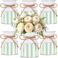 Domensi 6 Pcs Farmhouse Metal Flower Vase, Green Striped Table Centerpiece by Domensi