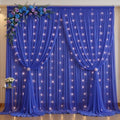 20 x 10ft Royal Blue Chiffon Backdrop Curtain with Lights String for Parties,4 Panels Sheer Tulle Curtain Wedding Backdrop for Baby Shower Birthday Party Ceremony Reception Home Decorations by Partisky