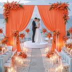 50 ft x 10 ft Wrinkle Free Orange Backdrop Curtain for Parties, 10 Panels 10ft Polyester Orange Photo Backdrop Drapes for Graduation Birthday Wedding Party Stage Curtains by Outpain