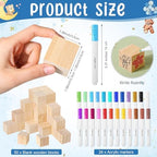 Qilery 75 Pcs Baby Shower Game Sign Kit Wood Blocks, Blue, Bear - Image 3