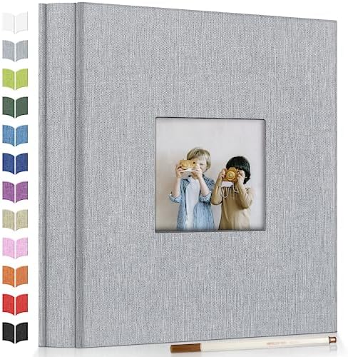 Artfeel Photo Album Self Adhesive Scrapbook Album for 3x5 4x6 5x7 8x10 Pictures,60 Pages Linen Cover with Display Window DIY Photo Book,Ideal Gifts for Family Travel Wedding Baby by Artfeel