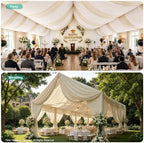 2 Panels 5ft(W) x 20ft(L) Beige Ceiling Drapes for Wedding Parties - Image 4