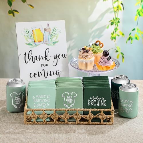 SiliFine 37 Pcs A Baby is Brewing Can Coolers Baby Shower Party Favors - Image 2