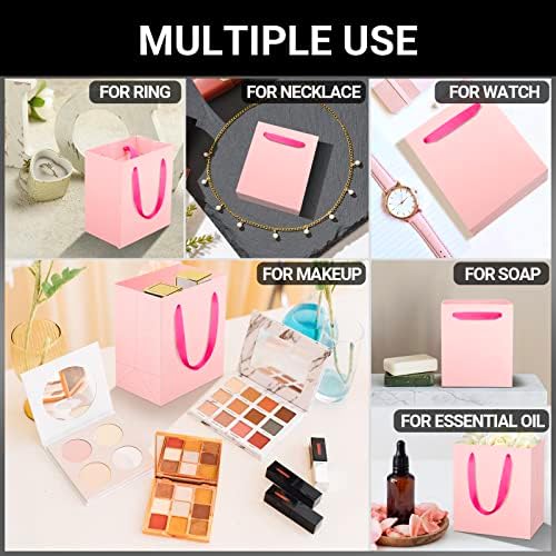 EUSOAR Tiny Pink Gifts Wrap Bags, 50 Pack 4x2.75x4.5 inches Shopping Bags with Handles Bulk, Merchandise Retail Wrapping Bags for Wedding, Craft Grocery, Boutique, Party Favor, Business - Image 4