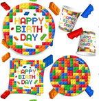198Pcs Building Block Birthday Party Decorations with Plates, Napkins,Cups,Banner,Backdrop,Tablecloth, Balloons,Cake Toppers,Honeycombs for Boys Kids Birthday Party Supplies Serve 24 Guests - Image 5