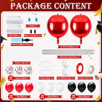 2 Sets Red Black and White Balloon Column Stand Kit, Adjustable Floor Balloon Arch Tower with Foil & Latex Balloons, DIY Decor for Birthday Ceremony Backdrop - Image 2