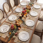 WDF 60pcs White and Gold Plastic Plates - Baroque White With Gold of 30 Heavy Duty Gold dinner plates 10.25inch, 30 Salad Plates 7.5inch Perfect for Wedding/Baby Shower/Spring - Image 3