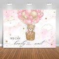 12x10FT Baby Shower Backdrop We Can Bearly Wait Pink Bear Hot Air Balloon Photography Background Newborn Baby Shower Party Decorations Banner Photo Booth Props by Unknown
