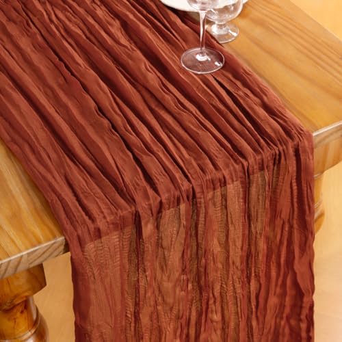 DeZerlor Terracotta Cheesecloth Table Runners 12 Pack Fall Runners - Image 2