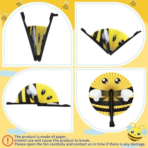 Taiyin 24 Pcs Bee Paper Fans Party Supplies Decorative Handheld Party Favor - Image 3