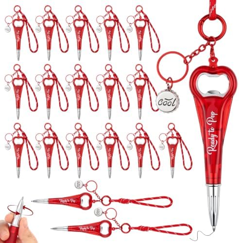 30 Set Ready to Pop Baby Shower Favors 3-in-1 Red Baby Shower Pens Bottle Openers with Cool Beer Cap Keychain for Guests Prizes Gender Reveal Soda Theme Party Decorations by Unknown