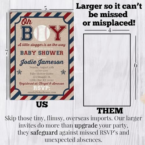Amanda Creation Custom Baby Shower Invites Baseball Baby Shower Invitations 20 5x7 Custom Personalized Baseball Invites With Envelopes - Image 7