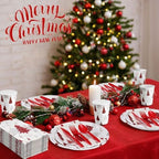 Pickmesh 400 Pcs Christmas Party Supplies Red Silver Paper Plates Serve 50 - Image 5