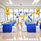 2 Pack Royal Blue Spandex Table Clothes for 8 Foot Rectangle Tables, Wrinkle Free Fitted Table Cover 8ft Stretch Tablecloths with Skirt for Parties Weddings Birthday Banquet Baby Shower - Image 5