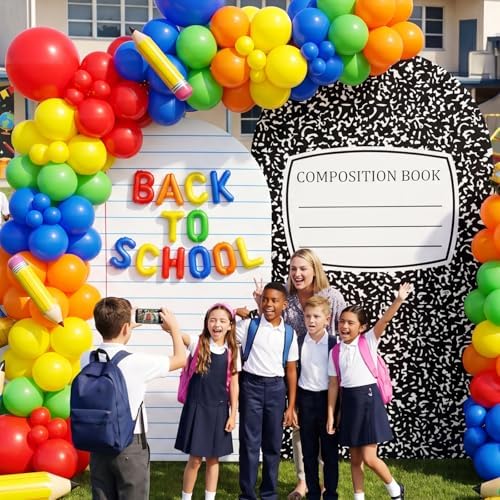 Moukeren Composition Notebook Arch Backdrop Cover 6ft and 7.2ft for Pastel Classroom Decor Back to School Bulletin Board Paper Background Party Banquet Photo Arches Background Decorations - Image 5