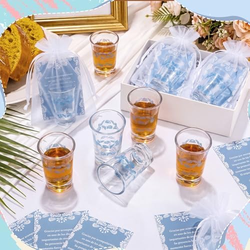 SiliFine 50 Sets Cielito Lindo Shot Glasses Favors, Wedding, Blue - Image 2