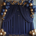 ESGOTBME 30x10ft Wrinkle Free Navy Blue Backdrop Curtain for Parties Soft Fabric Drapes Wedding Curtain Backdrop for Birthday Party Decorations Background for Photography 5x10ft, 6 Panels by ESGOTBME
