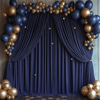ESGOTBME 30x10ft Wrinkle Free Navy Blue Backdrop Curtain for Parties Soft Fabric Drapes Wedding Curtain Backdrop for Birthday Party Decorations Background for Photography 5x10ft, 6 Panels by ESGOTBME