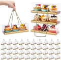 Thenshop 40 Pcs Clear Cupcake Boxes 9x3x3 in 3 Compartment Holder,Gold by Thenshop