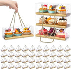 Thenshop 40 Pcs Clear Cupcake Boxes 9x3x3 in 3 Compartment Holder,Gold by Thenshop