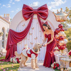 Burgundy Large Bows for Backdrop Giant Bows Birthday Party Decorations Large Giant Bow Decor, Burgundy Giant Satin Bow Decoration for Wedding Baby Shower Birthday Photo Booth Arch Wall Decor 24"x16" - Image 2