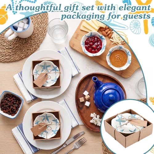 SiliFine 24 Pcs Beach Party Favors for Guests Small Ceramic Bowl Bulk Gifts 3.3 Inch Floral Design Mini Dipping Sauce Dish with Card Box for Bridal Pooja Baby Shower Birthday Guest Gift - Image 5
