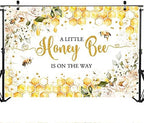 Mocsicka Bee Baby Shower Backdrop - Honey Bee Theme Party Decorations Background - Floral Sweet Honeycomb Bumblebee Decor - Cake Table Portrait Photoshoot Studio Props (10x8ft) - Image 3
