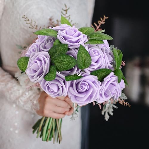 100 Pcs Artificial Rose Flowers, Lavender - Image 4
