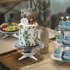 Beistle It’s A Boy Dessert Display Bundle – Silver Metallic Cupcake Stand, 2-Tier Cake Stands & Glitter “It’s A Boy” Cake Topper with Heart Picks, Baby Shower & Reveal Party Supplies for Food Tables - Image 6