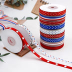 11 Rolls 5 Yards Ribbons 3/8 inch Wide Patriotic Ribbon Red White Blue Grosgrain Ribbon - Image 3