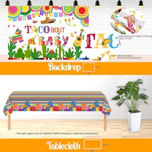 Hombae Taco Bout A Baby Decorations, Fiesta Baby Shower Decorations, Mexican Themed Backdrop Balloon Banner Boxes Poster Sash Pin for Taco Party Supplies - Image 4