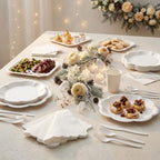 Vyntra White Paper Plates, Cups & Napkins, 350 Pcs Scalloped Party Set - Image 5