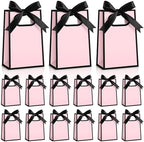 AmazingSpark 50 Pcs Pink Black Mini Gift Bags Bulk 6.3 x 3.9 x 2.8 Inch Party Favors Elegant Small Gift Bags with Handles and Ribbon Bows for Wedding Birthday Bridal Baby Shower Party Favors by Unknown