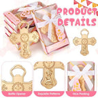 Wesiti 24 Pcs Pink Baptism Favors for Guests Praying Cross Bottle Openers Gender Reveal Boys Girls Souvenirs for Baptism Baby Shower Christening First Communion Party - Image 4