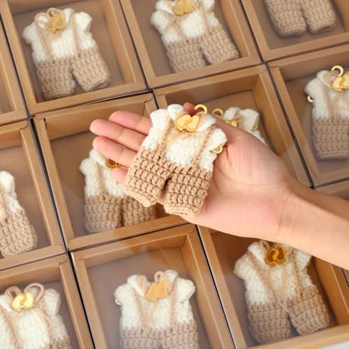 LemonRoad 15 Pcs Baby Shower Favors for Boy or Girl Baby Shower Prizes for Guests Sweater Refrigerator Magnet with Box Coat Hangers Acrylic Feet for Thank You Gifts Gender Reveal Baptism Party(Brown) by Unknown