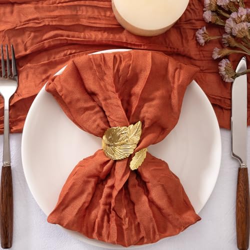 Burnt Orange Cheesecloth Napkins Terracotta Cloth Napkins,Set of 50 - Image 2