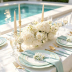 WDF 30Guest Mint Green Plastic Plates & Disposable Gold Silverware With Green Handle-Baroque Green &Gold Plastic Dinnerware for Wedding/Baby Shower/Summer Party - Image 2