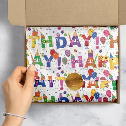 Jillson & Roberts 20" x 30" Printed Gift Tissue, Birthday Characters (24 Folded Sheets) - Image 4