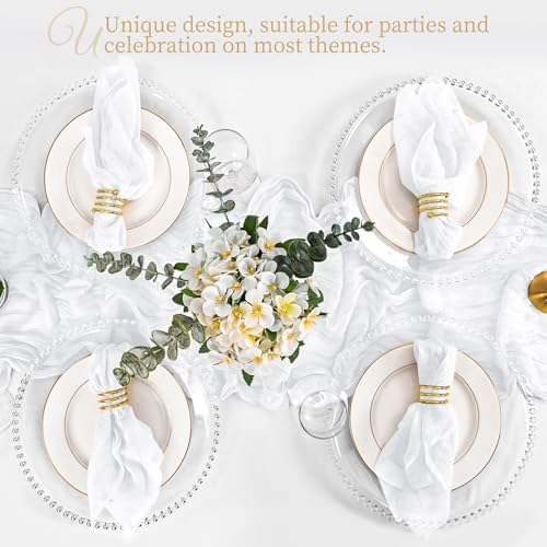 Cloth Napkins Set of 60 White Cloth Napkins 20x20inch Cheesecloth Napkin Rustic Boho Gauze Dinner Napkin Cloth Washable Elegant Table Napkins Bulk for Wedding Party Bridal Baby Shower Table Decor - Image 6