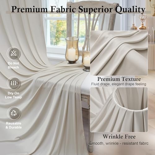 20ft x 15ft Beige Backdrop Curtains for Wedding Parties, 4 Panels Extra Long Wrinkle Free Fabric Drapes Photo Backdrop for Baby Shower Birthday Stage Reception Lobby Decoration - Image 2