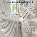 50ft x 15ft Beige Backdrop Curtains for Wedding Parties, 10 Panels Extra Long Wrinkle Free Fabric Drapes Photo Backdrop for Baby Shower Birthday Stage Reception Lobby Decoration - Image 2