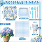 350 Pcs Hydrangea Floral Paper Plates and Napkins Set Disposable - Image 3