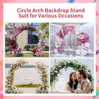 Wedding Arch Round Backdrop Stand Pink Metal Circle Backdrop Stand Circle Balloon Arch Stand Frame for Birthday Party Bridal Shower Anniversary Ceremony Candy Tables Celebration in 2.4x2.8m - Image 6