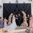 60ft x 12ft Wrinkle Free Black Backdrop Curtains for Parties, 12 Panels 12FT Long Silky Polyester Photo Backdrop Drapes Back Drop Cloth for Wedding Birthday Photography Background Decor - Image 5