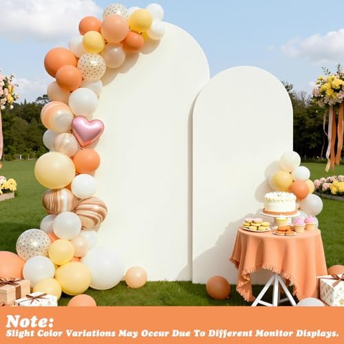 Set of 2 Arch Backdrop Covers Cream(7.2Ft, 6Ft), 2-Sided Spandex Fitted Round Top Chiara Arch Backdrop Stand Covers for Baby Shower Wedding Birthday Party Supplies (Only Cover) - Image 3