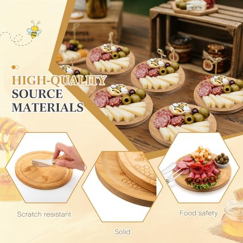 Ziliny 4 Set Baby Shower Prizes, Honey Bee Cheese Board Gifts, Round - Image 4