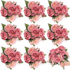 8 Bundles Artificial Peony Centerpiece Flowers,Dark Pink by Yuxung