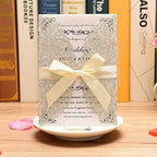 FOMTOR Laser Cut Wedding Invitation Set with Envelopes & Inserts & Seals – Perfect for Weddings, Bridal Showers, Engagements & Anniversary Celebrations - Silver, 25pcs - Image 2
