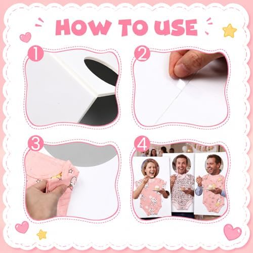 Outus 6 Sets Feed Me Baby Shower Games for Large Groups, Baby Clothes, Kt Boards, Blindfolds, 60 Adhesive Tape, Funny Hilarious Gender Reveal Activity for Guests Party Supplies (Cute) - Image 6