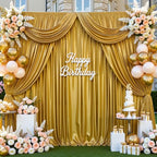 Golden Brown Satin Backdrop Curtains 4 Panels - Glitter Photo Drapes for Baby Shower, 20x10FT Shimmer Back Drop Cloth, Wrinkle Free for Wedding Birthday Christmas Party Decorations - Image 3